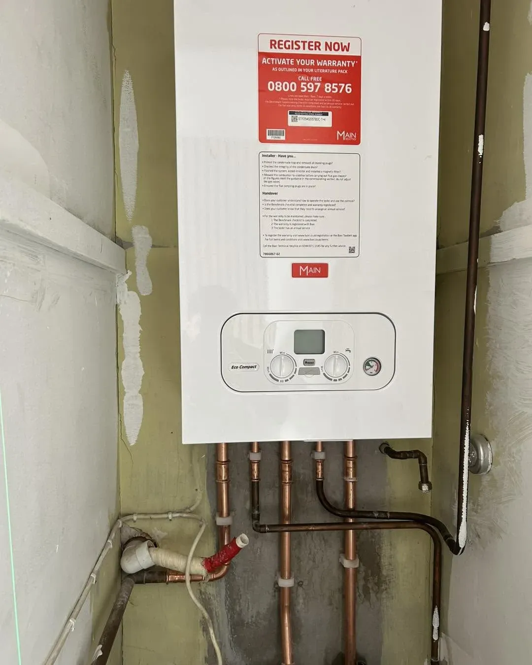 Finished wall-mounted boiler installation