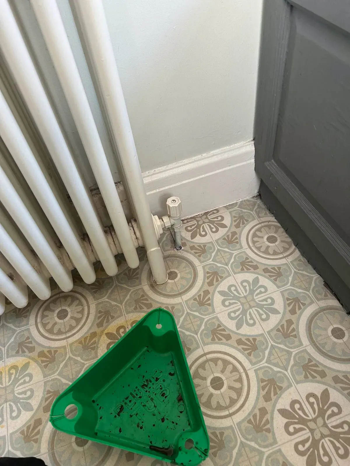 Radiator pipework prepared for a new valve